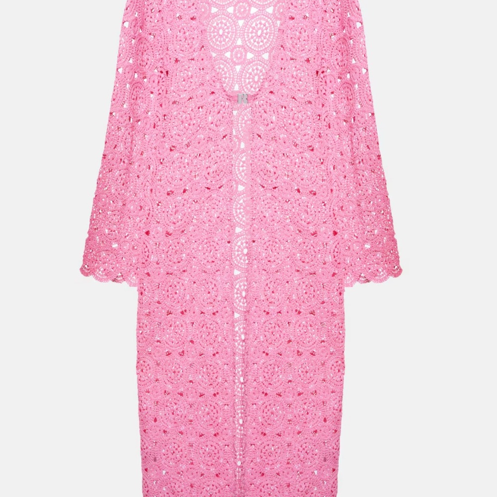 NWT - Pink Crochet Beach Cardigan by Rotate